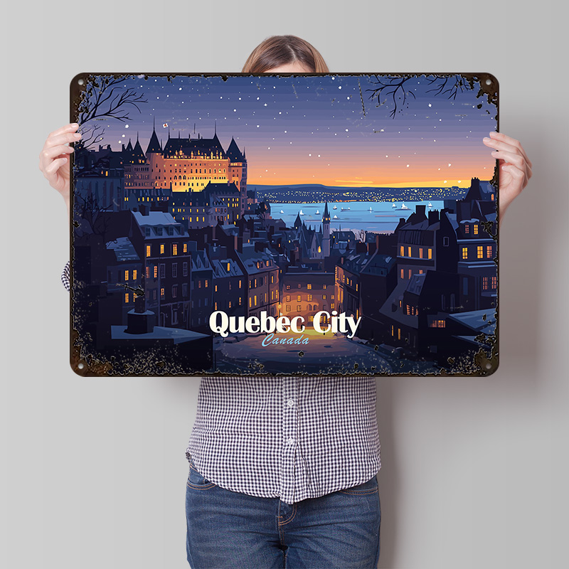 Quebec City At Night Printed P - Retro Gaming Quebec recension och pris